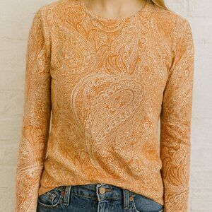 J Mclaughlin Paisley Orange Crew Neck Long Sleeve Sweater Size M